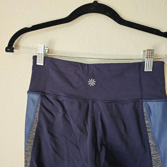 Athleta Blue Colorblock Shine Revelation Capri XS - Picture 4 of 7
